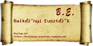 Balkányi Euszták névjegykártya